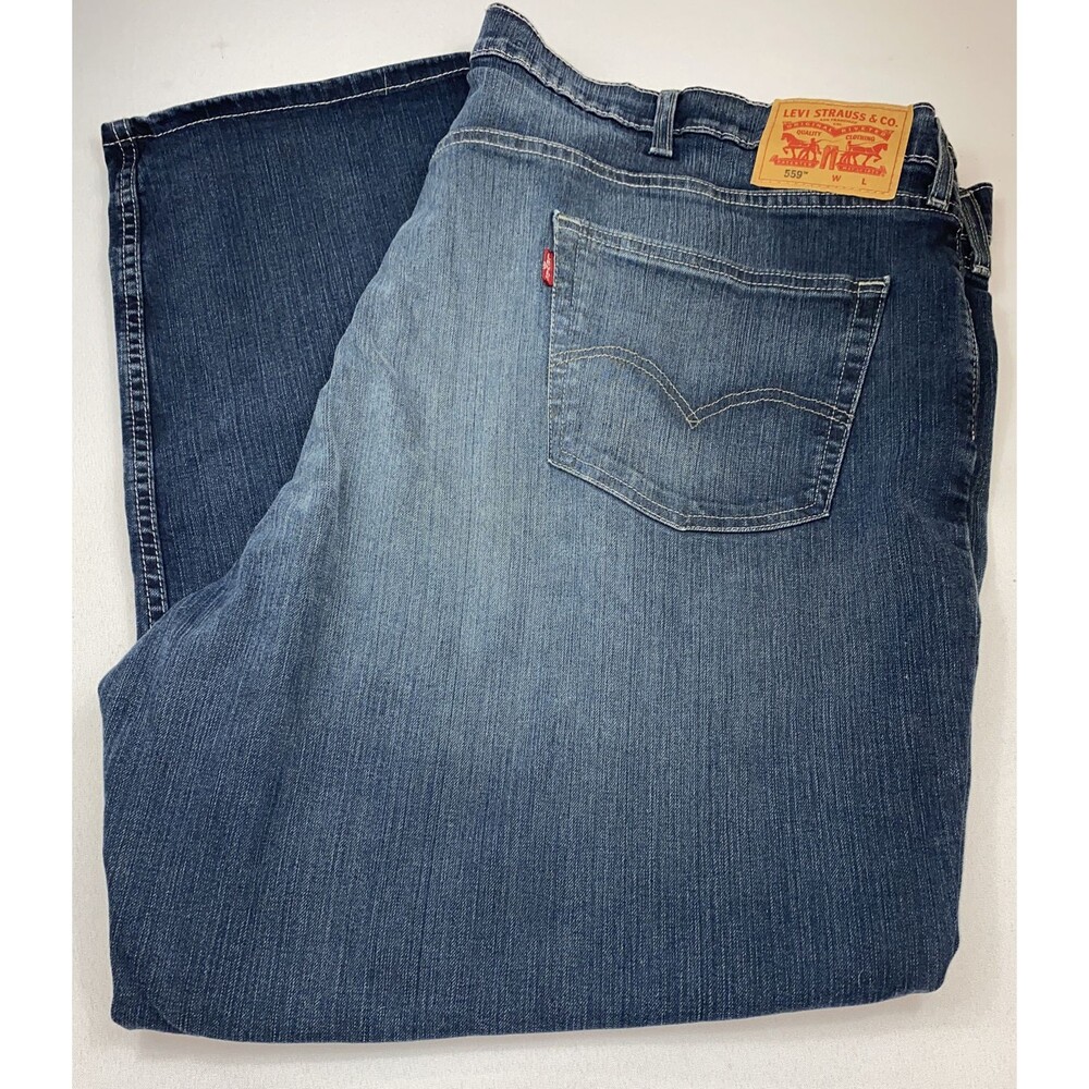 Levis 559 Mens Medium Wash Straight Leg Relaxed Fit Denim Blue Jeans 51 x 29